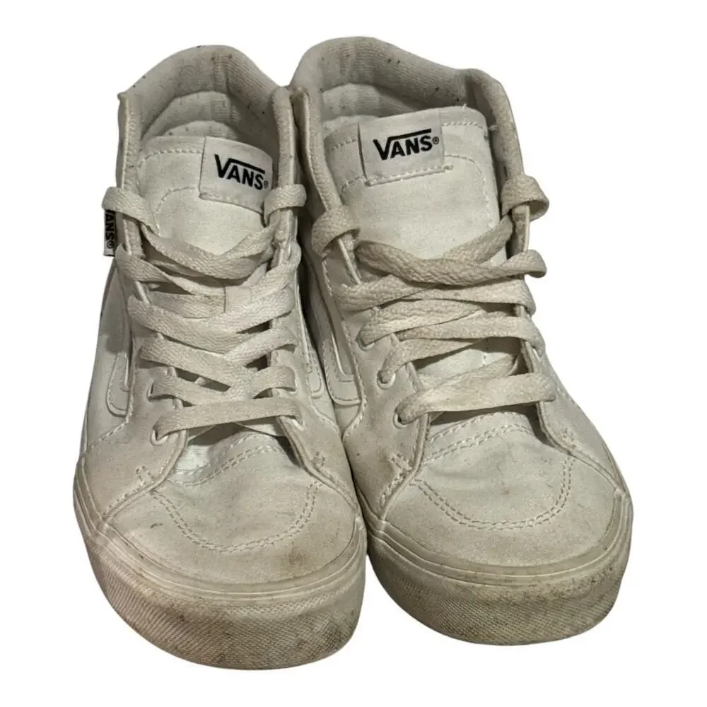 Vans Sk8-Hi White Canvas High Top Sneakers Youth Size 4 Women's 5.5 Classic